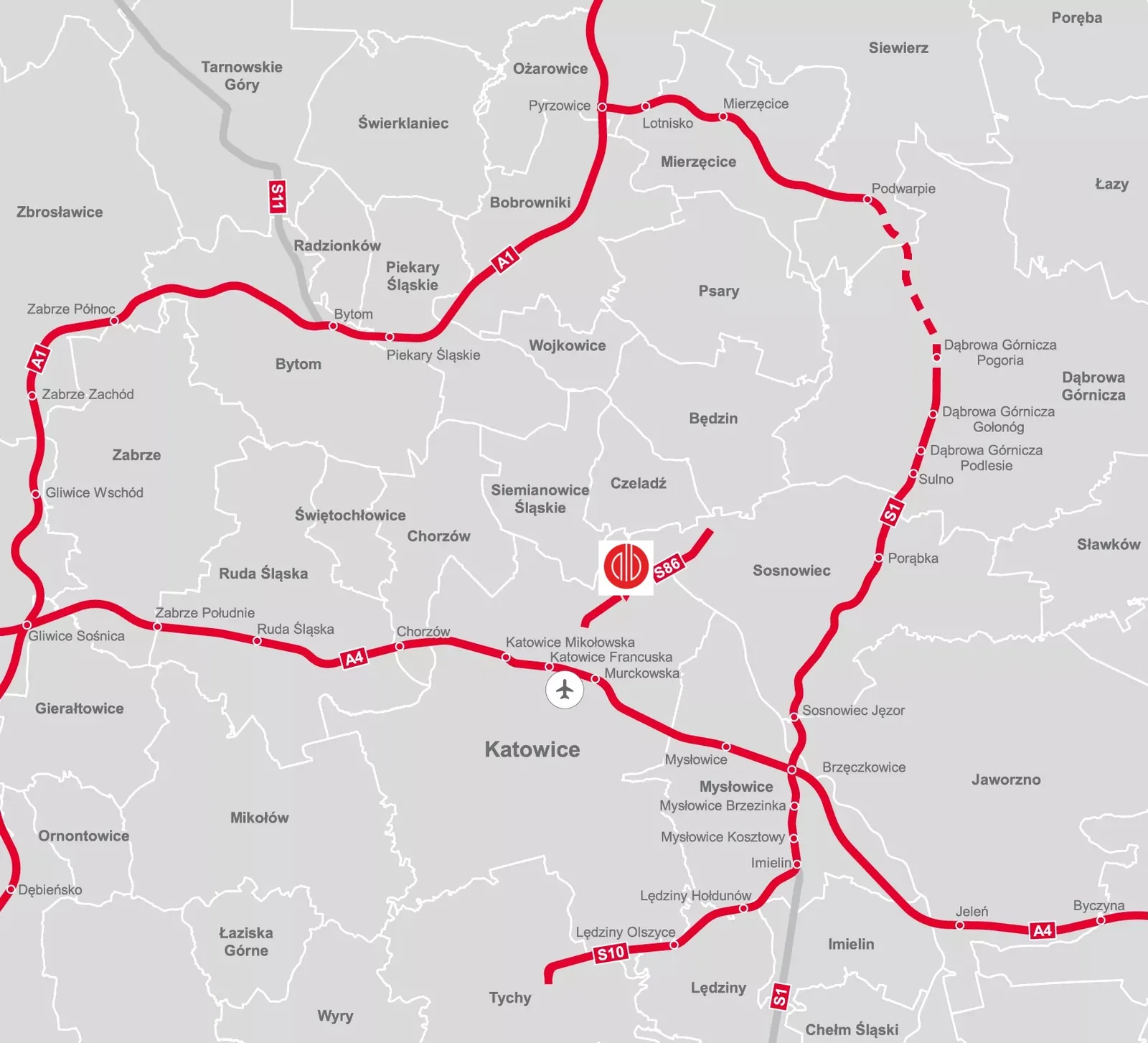 Location of the ALB customs warehouse in Katowice