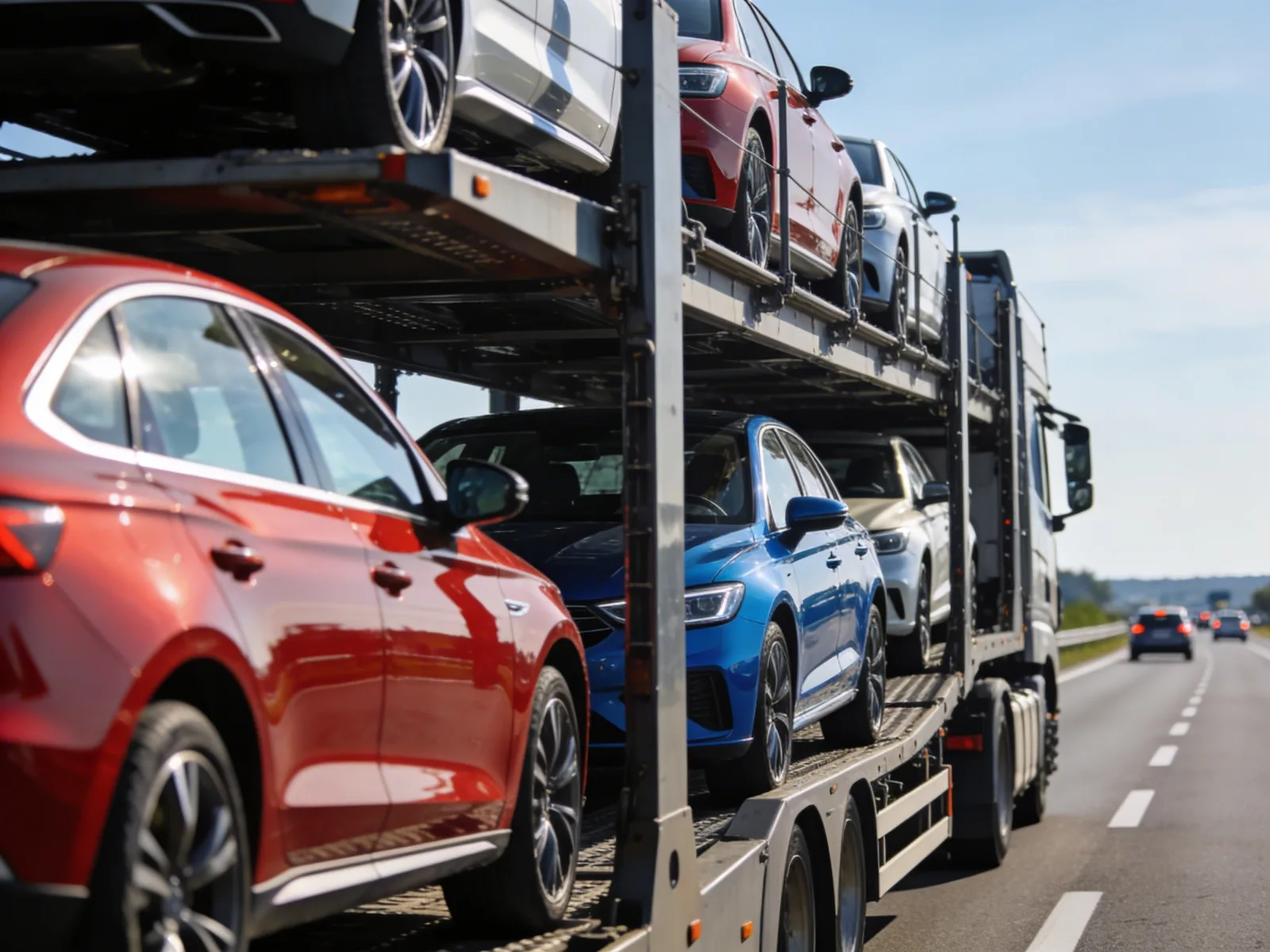A car carrier transporting passenger cars — the ALB Logistics niche
